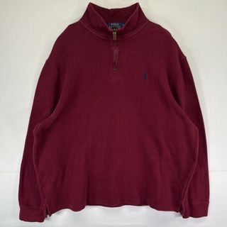 ポロラルフローレン(POLO RALPH LAUREN)の古着 ポロ・ラルフローレン POLO RALPH LAUREN ニット ハーフジップ トレーナー 大きいサイズ ワンポイント XXL  レッド系 メンズ(ニット/セーター)