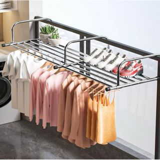 ステンレス ベランダ物干し 折りたたみ 屋外物干し伸縮可能 78-140cm 