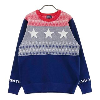 サイズ：4 PEARLY GATES パーリーゲイツ ウール混 ニットセーター 星柄 ネイビー系 [240101493219] ゴルフウェア メンズ ストスト