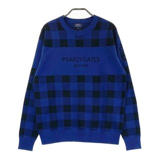 サイズ：4 PEARLY GATES パーリーゲイツ ニットセーター チェック柄 ネイビー系 [240101493220] ゴルフウェア メンズ ストスト
