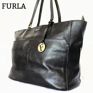 FURLA - FURLA トートバッグ 肩掛 ハンドバッグ PVC ビジネス A4可 通勤 黒