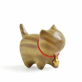 【色:緑檀】WOWTAC 猫 置物 玄関小物 インテリア飾り 木製招き猫 幸運 (その他)