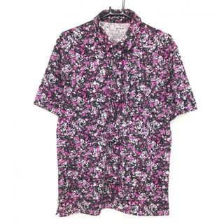 アンダーアーマー(UNDER ARMOUR)の【美品】アンダーアーマー 半袖ポロシャツ 黒×ピンク 総柄  メンズ MD/M/M ゴルフウェア UNDER ARMOUR(ウエア)