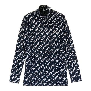 サイズ：M PEARLY GATES パーリーゲイツ ×CW-X ハイネック長袖 インナーTシャツ ロゴ 総柄 ブラック系 [240101493239] ゴルフウェア レディース ストスト(ウエア)