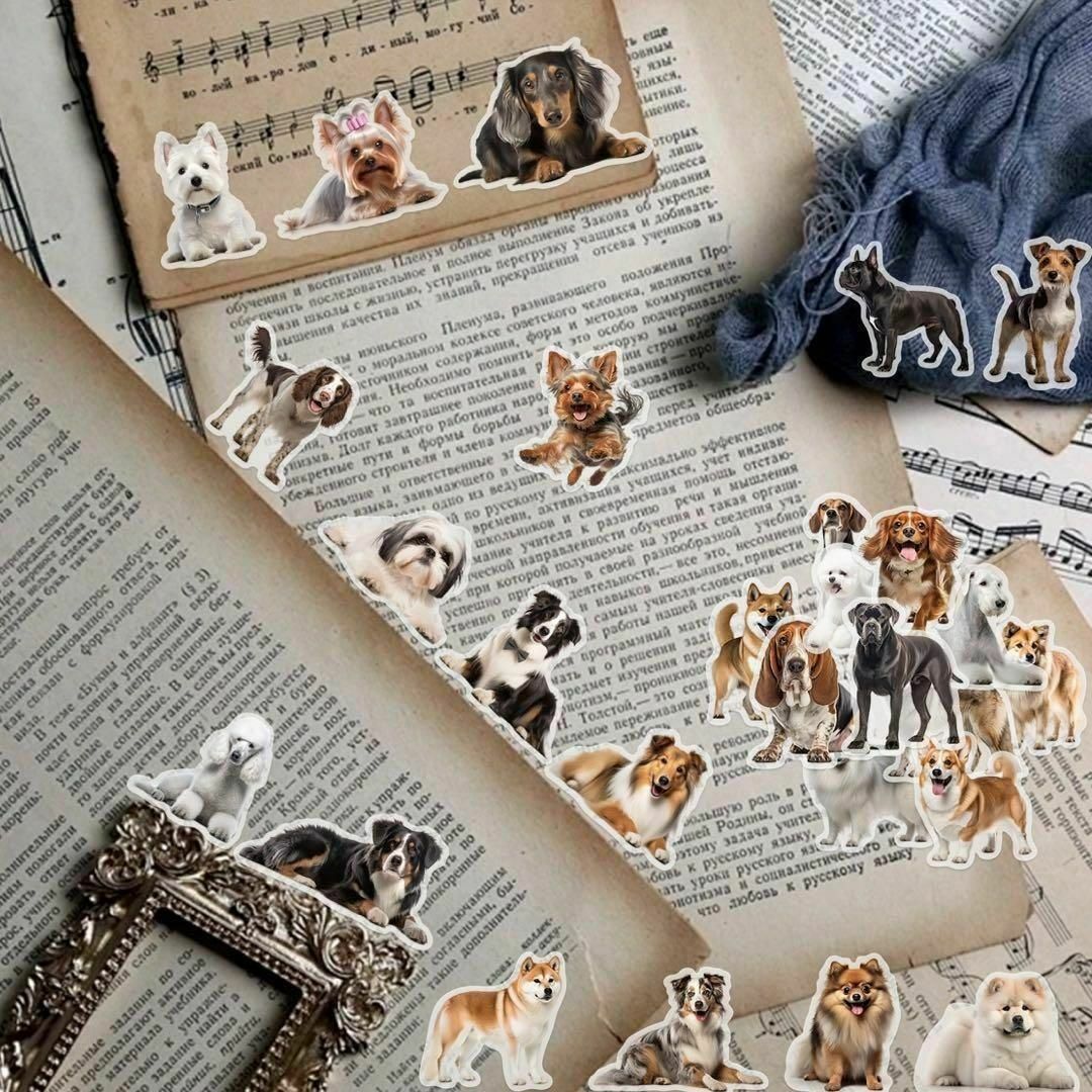 犬ペットステッカーPETシール可愛いリアルお洒落デコレーション動物オーナーグッズ ハンドメイドの文具/ステーショナリー(しおり/ステッカー)の商品写真