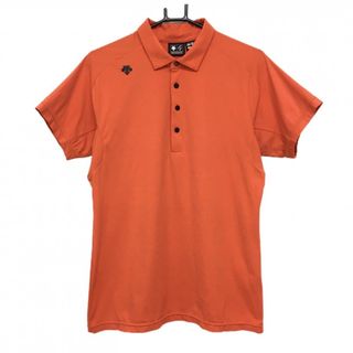 デサント(DESCENTE)の【美品】デサントゴルフ 半袖ポロシャツ レッドオレンジ系 スナップボタン 袖下裏メッシュ 中田英寿  メンズ L ゴルフウェア DESCENTE(ウエア)