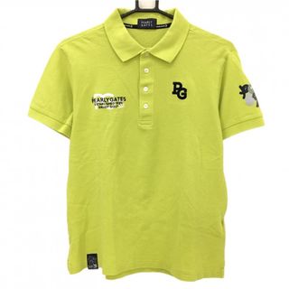 パーリーゲイツ(PEARLY GATES)の【美品】パーリーゲイツ 半袖ポロシャツ　ライトグリーン×ネイビー 35周年 後ろビッグプリント  メンズ 5(L) ゴルフウェア PEARLY GATES(ウエア)