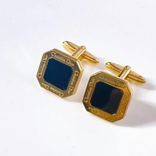 クリスチャンディオール(Christian Dior)の美品 Dior カフリンクス カフス カフボタン ロゴ ゴールド ブラック(カフリンクス)