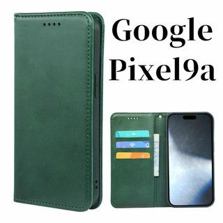 Google Pixel9a ケース 手帳型 スリム カバー グーグル グリーン(Androidケース)