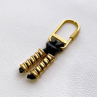 ロエベ(LOEWE)の美品 LOEWE ロエベ ツイスト キーリング ゴールド&ブラック 男女兼用(キーホルダー)