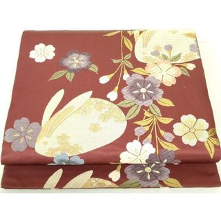 平和屋着物●六通柄袋帯　唐織　花兎　金糸　正絹　逸品　DAAU6670ob(帯)