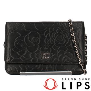 シャネル(CHANEL)のシャネル カメリア チェーンウォレット  A47421 ラムスキン レディースショルダーバッグ
 ブラック【中古】(ショルダーバッグ)