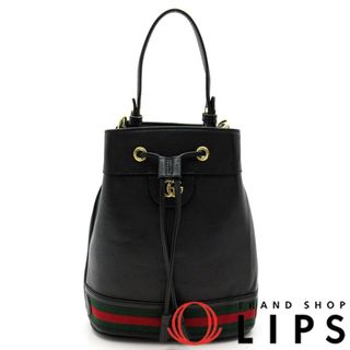 グッチ(GUCCI)のグッチ オフィディアGG スモールバケットバッグ  610846 レザー レディースショルダーバッグ
 ブラック【中古】(ショルダーバッグ)