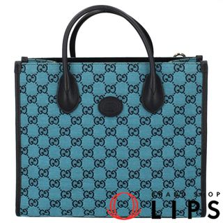 グッチ(GUCCI)のグッチ GGスモール トートバッグ  659983 GGキャンバス/レザー レディーストートバッグ
 ブルー/ネイビー【中古】(トートバッグ)