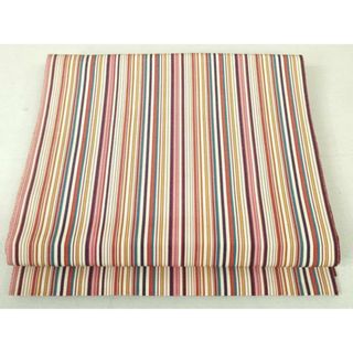 平和屋着物●本場筑前博多織　八寸名古屋帯　間道　正絹　逸品　DAAU6739ob(帯)