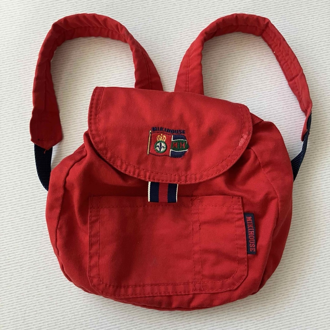 mikihouse(ミキハウス)の【※中古品 全体的にシミや汚れあり※】 ミキハウス ヘビーリュック 赤 キッズ/ベビー/マタニティのこども用バッグ(リュックサック)の商品写真