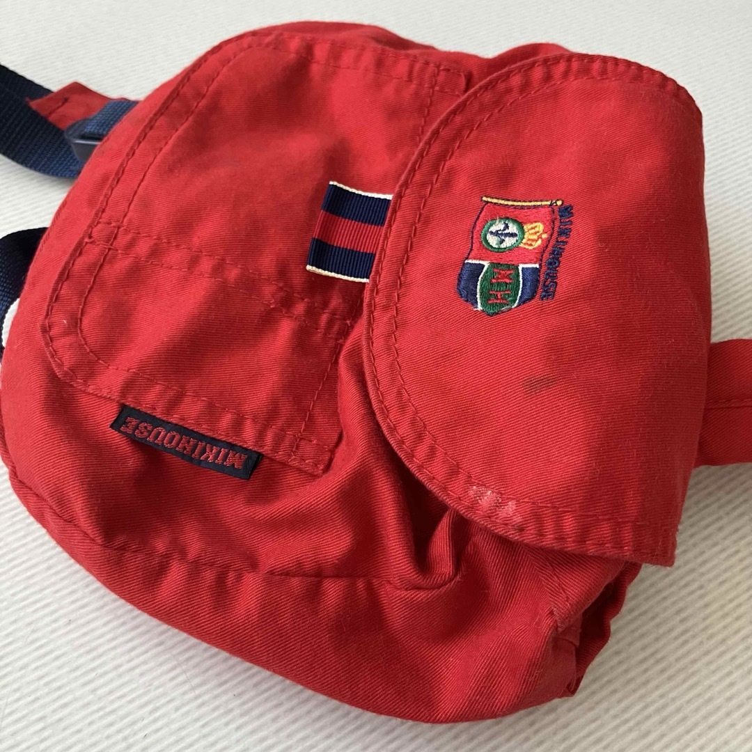 mikihouse(ミキハウス)の【※中古品 全体的にシミや汚れあり※】 ミキハウス ヘビーリュック 赤 キッズ/ベビー/マタニティのこども用バッグ(リュックサック)の商品写真