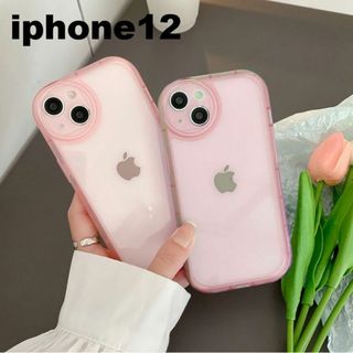 iphone12ケース 透明カーバー  可愛い　お洒落　ピンクf1(iPhoneケース)