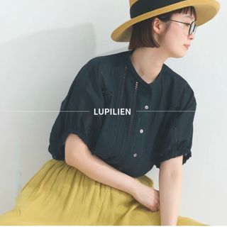 Lupilien ルピリアン ピンタック&ハシゴレース ブラウス インド綿 黒