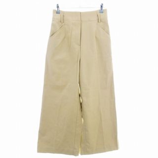 プラステ(PLST)のプラステ ワイドパンツ センタープレス ジップフライ 麻混 無地 M ベージュ(その他)