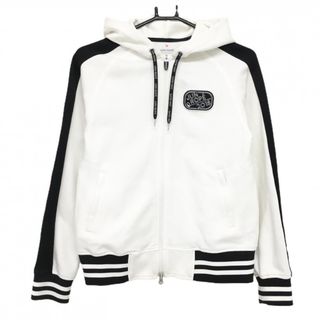 ジュンアンドロペ ジップパーカー 白×黒 袖ライン ワッペン レディース L ゴルフウェア JUN＆ROPE