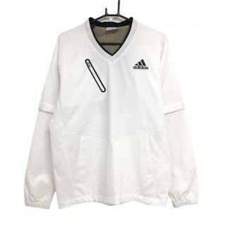 アディダス(adidas)のアディダス 2WAYスニード 白×黒 裏地メッシュ Vネック 袖着脱可 ブルゾン  メンズ L/G ゴルフウェア adidas(ウエア)