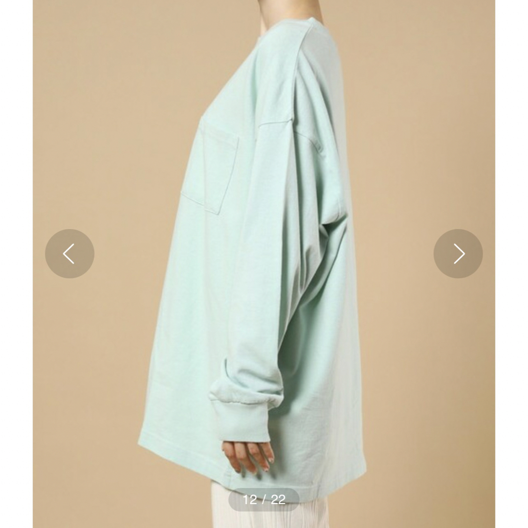 FREAK'S STORE(フリークスストア)の美品FREAK'SSTOREビッグシルエット胸ポケットロンT ミントグリーン レディースのトップス(カットソー(長袖/七分))の商品写真