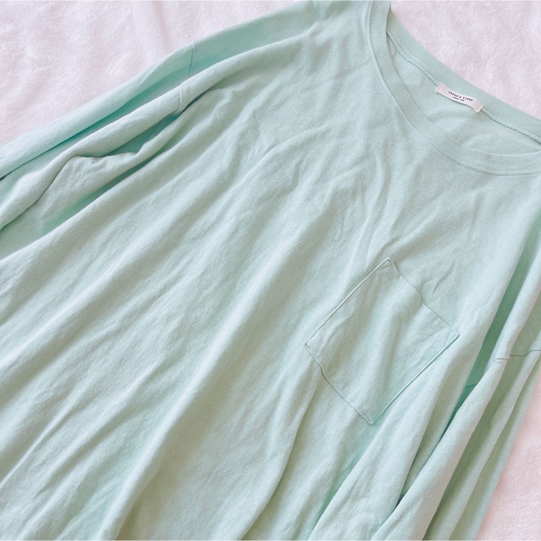 FREAK'S STORE(フリークスストア)の美品FREAK'SSTOREビッグシルエット胸ポケットロンT ミントグリーン レディースのトップス(カットソー(長袖/七分))の商品写真