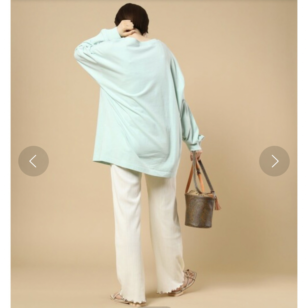 FREAK'S STORE(フリークスストア)の美品FREAK'SSTOREビッグシルエット胸ポケットロンT ミントグリーン レディースのトップス(カットソー(長袖/七分))の商品写真