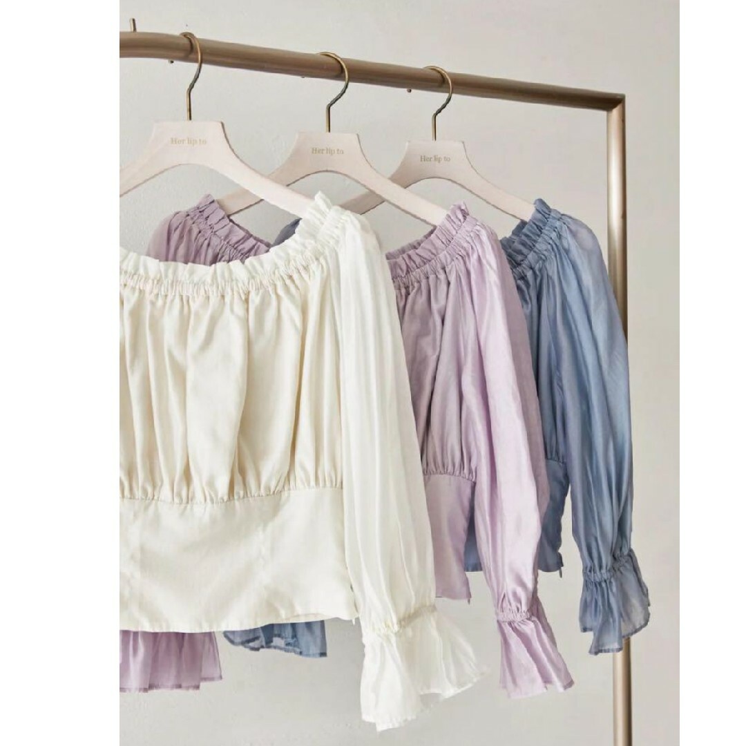 Her lip to(ハーリップトゥ)のFairytale Airy Blouse　オフショル　ハーリップトゥ　ブラウス レディースのトップス(シャツ/ブラウス(長袖/七分))の商品写真