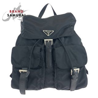 プラダ(PRADA)の美品 PRADA プラダ テスート レザー ブラック 黒 シルバー金具 ナイロン /レザー リュック・デイパック バックパック レディース 504435 【中古】(リュック/バックパック)