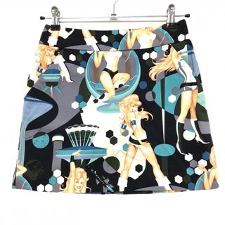 【美品】ラウドマウス スカート 黒×ベージュ×ブルーグリーン 女性柄 内側インナーパンツ レディース US 0 ゴルフウェア LOUDMOUTH