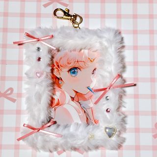 【F108】トレカケース♡硬質ケース♡リボン♡ふわふわ(その他)