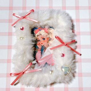 【F111】トレカケース♡硬質ケース♡リボン♡ふわふわ(その他)