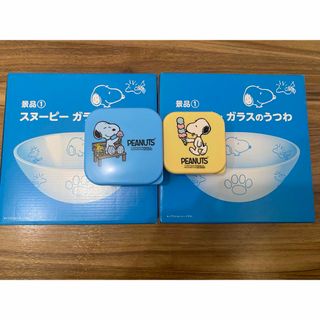 スヌーピー(SNOOPY)のスヌーピー　ガラスの器2つ&入れ物2つのセット(キャラクターグッズ)