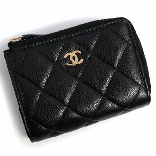 シャネル(CHANEL)のシャネル マトラッセ コンパクトウォレット 三つ折り財布 キャビアスキン レザー ブラック 黒 シャンパンゴールド金具 AP3177 CHANEL（新品・未使用品）(財布)