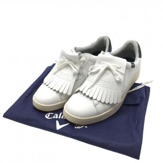 【美品】キャロウェイ ゴルフシューズ 白×ネイビー 047-8983002 FT CG スパイクレス メンズ 25.0 ゴルフウェア Callaway