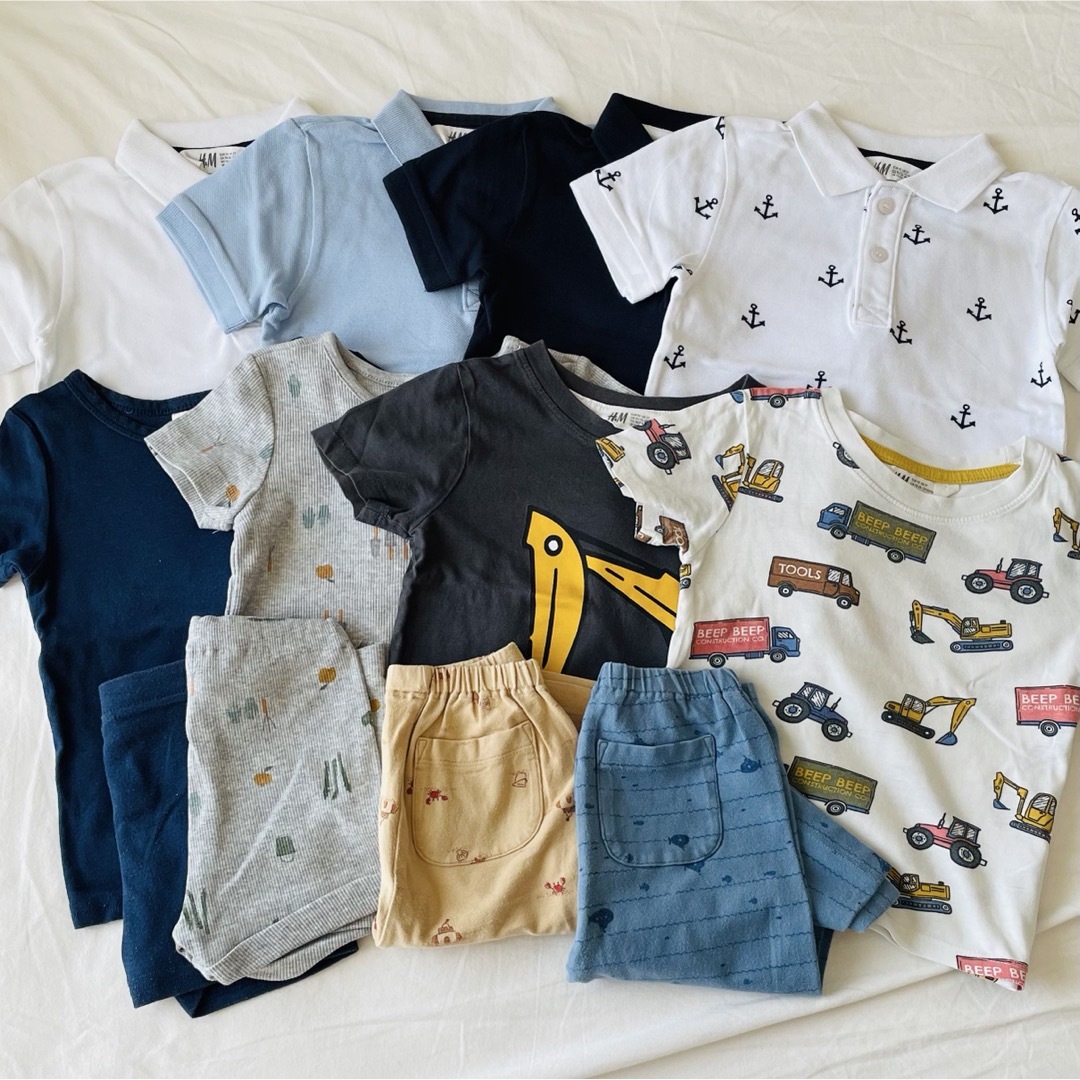 H&M(エイチアンドエム)の【H&M・ユニクロ/90cm】子供服(Tシャツ・ポロシャツ他)セット キッズ/ベビー/マタニティのキッズ服男の子用(90cm~)(Tシャツ/カットソー)の商品写真