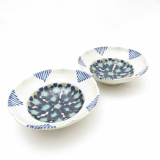 壹岐幸二 花点紋輪花 5寸鉢 2枚 ペア 小鉢 深皿 ディープ 和食器 SY12973A1 (食器)