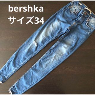 ベルシュカ(Bershka)のbershka ベルシュカ　ベルシカ　ダメージ加工　デニムスキニーパンツ 34(デニム/ジーンズ)