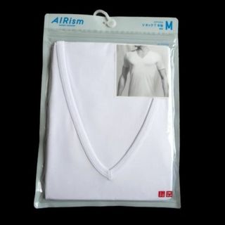 ユニクロ(UNIQLO)の新品 ユニクロ エアリズム Vネック T 半袖 M ホワイト 紳士 Tシャツ (Tシャツ/カットソー(半袖/袖なし))