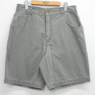 W33★古着 ショート パンツ ショーツ メンズ 90年代 90s コットン 緑系 グリーン 25jul23 中古 ボトムス 短パン ショーパン ハーフ(ワークパンツ/カーゴパンツ)