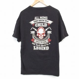 ヘインズ(Hanes)のXL★古着 ヘインズ Hanes 半袖 Tシャツ メンズ スカル コットン クルーネック 黒 ブラック 25jul23 中古(Tシャツ/カットソー(半袖/袖なし))