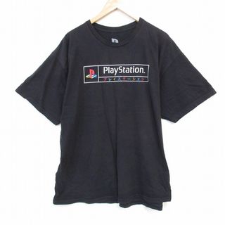 XL★古着 半袖 Tシャツ メンズ プレイステーション 大きいサイズ コットン クルーネック 【spe】 25jul23 中古(Tシャツ/カットソー(半袖/袖なし))