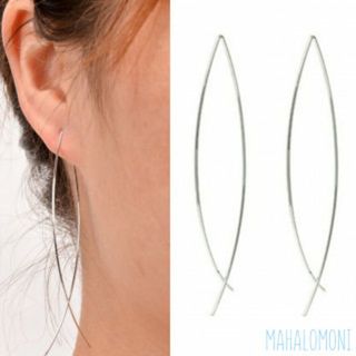 シンプル ワイヤー ロングピアス シルバー 韓国 オルチャン 上品 キレイめ