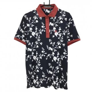 【超美品】ジーフォア 半袖ポロシャツ ネイビー×白×レッド 花柄  メンズ M ゴルフウェア G/FORE(ウエア)