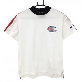 チャンピオン 半袖ハイネックシャツ 白 ネックネイビー 肩ライン レディース LARGE ゴルフウェア Champion