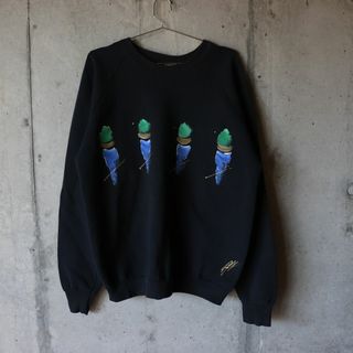 フルーツオブザルーム(FRUIT OF THE LOOM)の90s FRUIT OF THE LOOM ハンドペイント 黒　アートスウェット(スウェット)