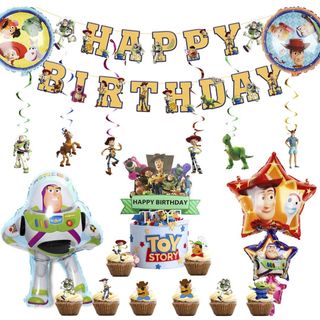 Shiartex トイストーリー誕生日飾り付け 誕生日風船セット バースデーパー