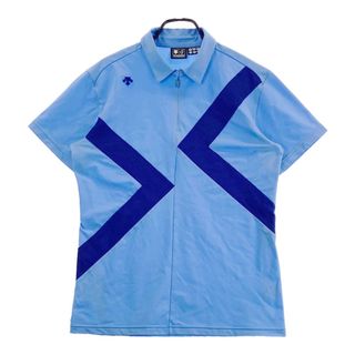 サイズ：XO DESCENTE GOLF デサントゴルフ  ハーフジップ 半袖ポロシャツ  ブルー系 [240101484023] ゴルフウェア メンズ ストスト(ウエア)